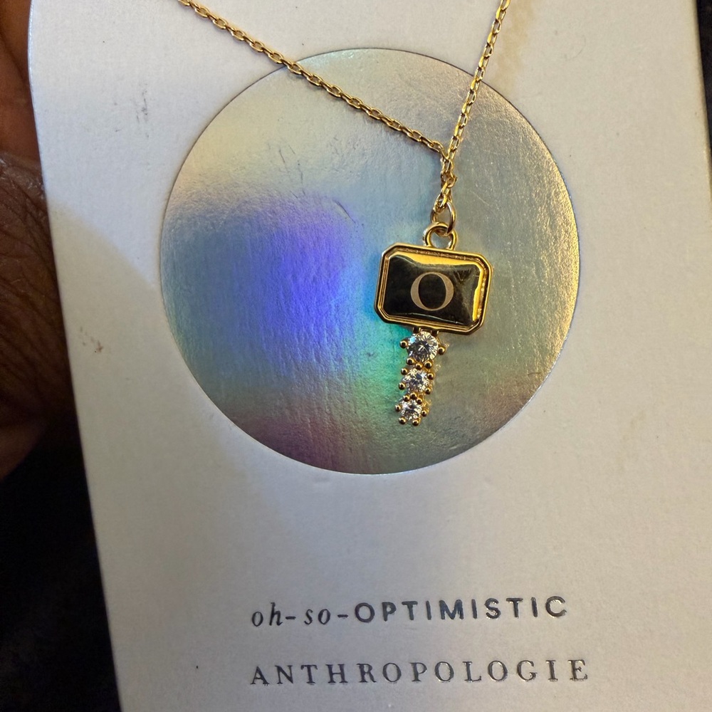 Anthropologie Gold  O Charm Necklace
